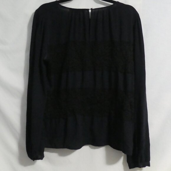 LOFT | large | Black Long Sleeve Blouse | Single Button Back Closure - Picture 2 of 14